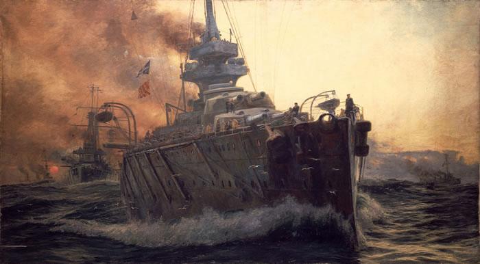 William Lionel Wyllie Oil Painting of First Battle Cruiser Squadron of Grand Fleet c. 1915. oil painting image